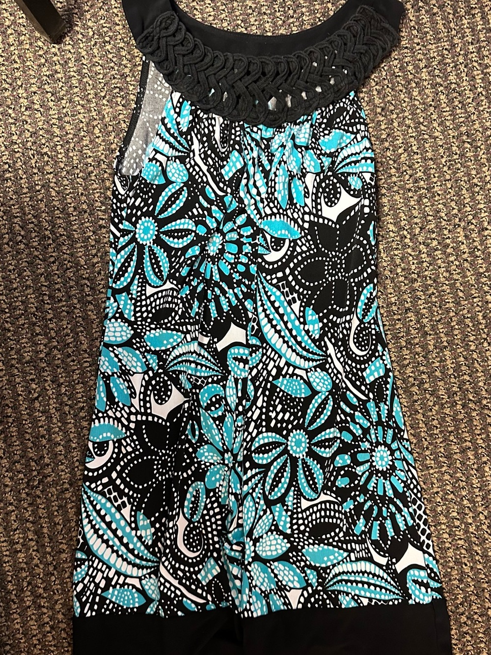 Wrapper Black and Turquoise Floral A-Line Skirt